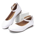 thumbnail image 4 of Bocca Girl's White Pu Ballet Flat Ankle Strap Ballerina Flat Shoes Size 3, 4 of 7