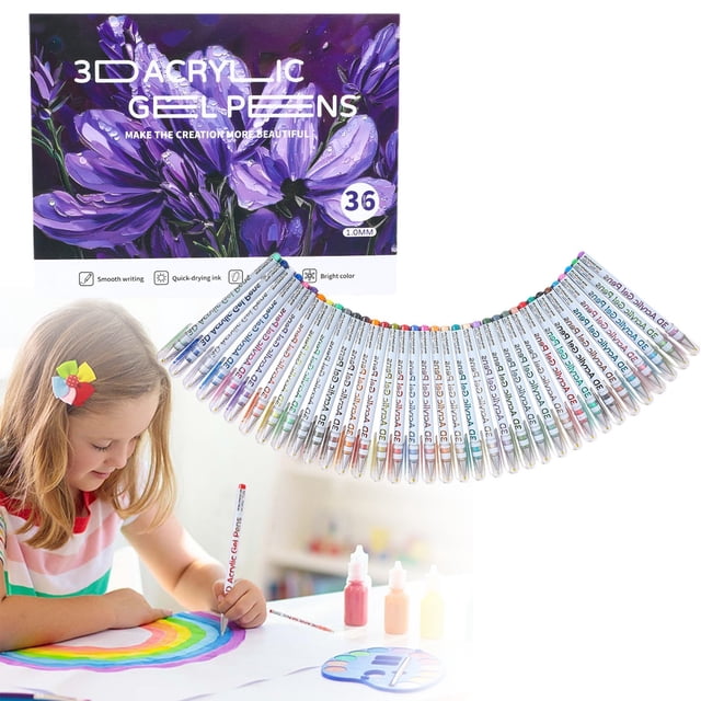 Acrylic Gel Pen Color Notebook Pen 36 Colors, By Meiiso, Acrylic Gel Pens With High Aesthetic Appeal In Trendy Style Fast Drying 1Mm For Smooth, 1 Set Of Colored Pencils