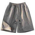 thumbnail image 4 of hlysgo Mens Texture Elastic Waist Shorts Big and Tall Drawstring Lightweight Short Casual Summer Beach Shorts with Pockets Gray,XL, 4 of 5