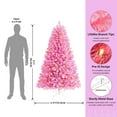 thumbnail image 5 of Ztotop 6.5ft PreLit Premium Artificial Hinged Christmas Tree with Remote Control, Timer and 350 Warm White & Color LED Changing Lights, 970 Fully Branch Tips, Pink, 5 of 7