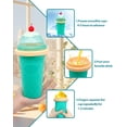thumbnail image 4 of Bollove Taza de Slushietazas de licuado con tapas y popotestaza de granizado para jugosleche y heladofabricante portátil de vasos de granizado mágico congelado para niñosamigos y familiares (verde), 4 of 5