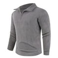 thumbnail image 2 of SYMOID Mens 100% Polyester Warm Half-Zip Pullover - Gray Stand-Up Collar Top for Cool Weather/Casual/Lounging, Sizes M-XXXXL,Size 2XL, 2 of 9