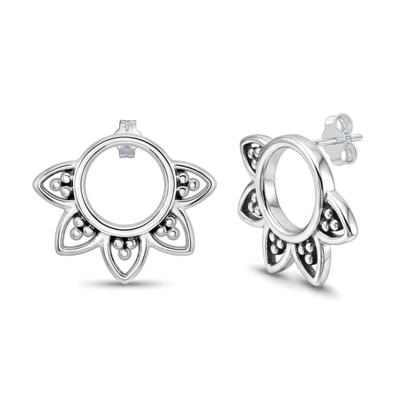 LeCalla 925 Sterling Silver Stud Earrings for Women | Vintage Round Filigree Stud Earring