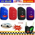 thumbnail image 4 of Silicone Case Fob Cover Entry Holder for Jeep Wrangler Gladiator 2020 Smart Key (black and purple), 4 of 4