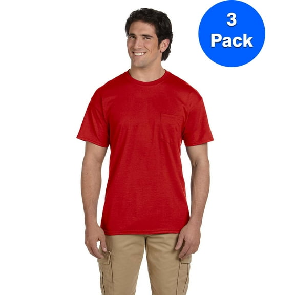 Mens DryBlend 5.6 oz 50/50 Pocket T-Shirt 3 Pack