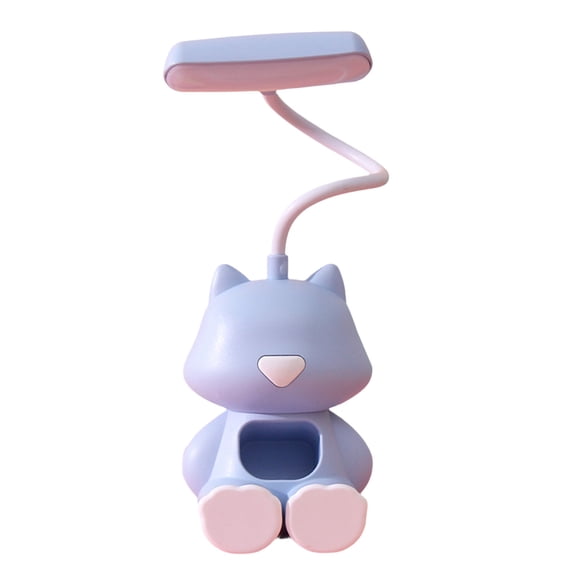Cute Cat LED Desk Lamp with Phone Stand, Rechargeable Night Light, Mini Table Lamp, Flexible Gooseneck, Bedroom Eye Protection Night Light
