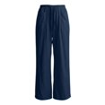 thumbnail image 4 of RUTAYY Women's Wide Leg Pants Elastic Waist Drawstring Solid Color Side Pockets Relaxed Fit Casual Trousers Navy, 4 of 4