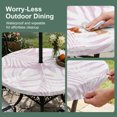 thumbnail image 5 of Round Outdoor Tablecloth with Umbrella Hole and Zipper, Palm Tree Monstera Tablecloth with Elastic Waterproof, Lavender White Leaf Boho Botanical Tropical Patio Table Covers for 31" - 35" Tables, 5 of 9