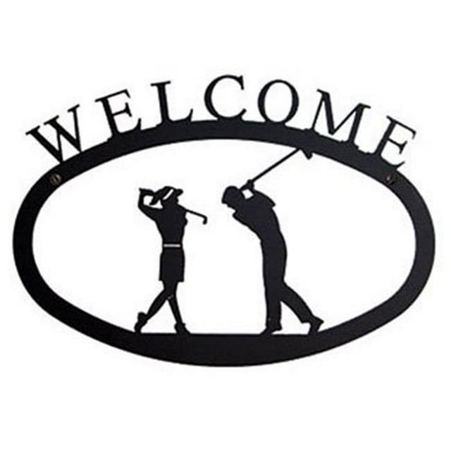 Grand Signe de Bienvenue Deux Golfeurs