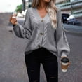 thumbnail image 6 of WFJCJPAF Clearance! Cardigan Sweaters for Women Clearance $5.00,Fashion Women Winter Solid Color Button Casual Long Sleeve Long Sweater Coat Cardigan Blouse Tops - Gray L, 6 of 8