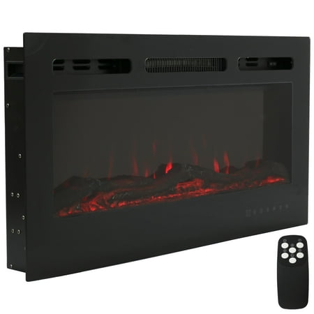 Sunnydaze Modern Flame Mounted/Recessed Indoor Electric Fireplace - 36
