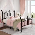 thumbnail image 3 of Amolife Twin Bed Frame, Metal Platform Bed with Crown-Shaped Headboard and Footboard, 12.6'' Under-Bed Storage Space, No Box Spring Needed, Black, 3 of 11