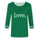 thumbnail image 3 of TaTaai Women's Valentine "Love"- Print 3/4 Sleeve Round Neck Loose T-Shirt, Valentine's Day Gift, Casual Daily Home Work Top Gift, 3 of 5