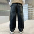 thumbnail image 6 of TBWNWG Boys Pull on Jeans,Boys' Wide Leg Jeans Loose Fit Denim Vintage Trousers Casual Wide Leg Jeans Streetwear,Size 6-7 Years, 6 of 9