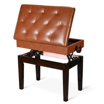Yescom Piano Bench Adjustable Height PU Leather Padded Keyboard Organ Seat Throne Storage