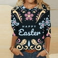 thumbnail image 2 of IROINNID Womens Fashion Retro Round Neck Graphic Printed Loose Comfy Tops Blouse Three Quarter Sleeve Spring, 2 of 5