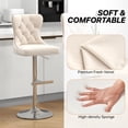 thumbnail image 4 of Westice Velvet Swivel Bar Stools Set of 4 with Tufted Back & Steel Base, Beige, 4 of 9