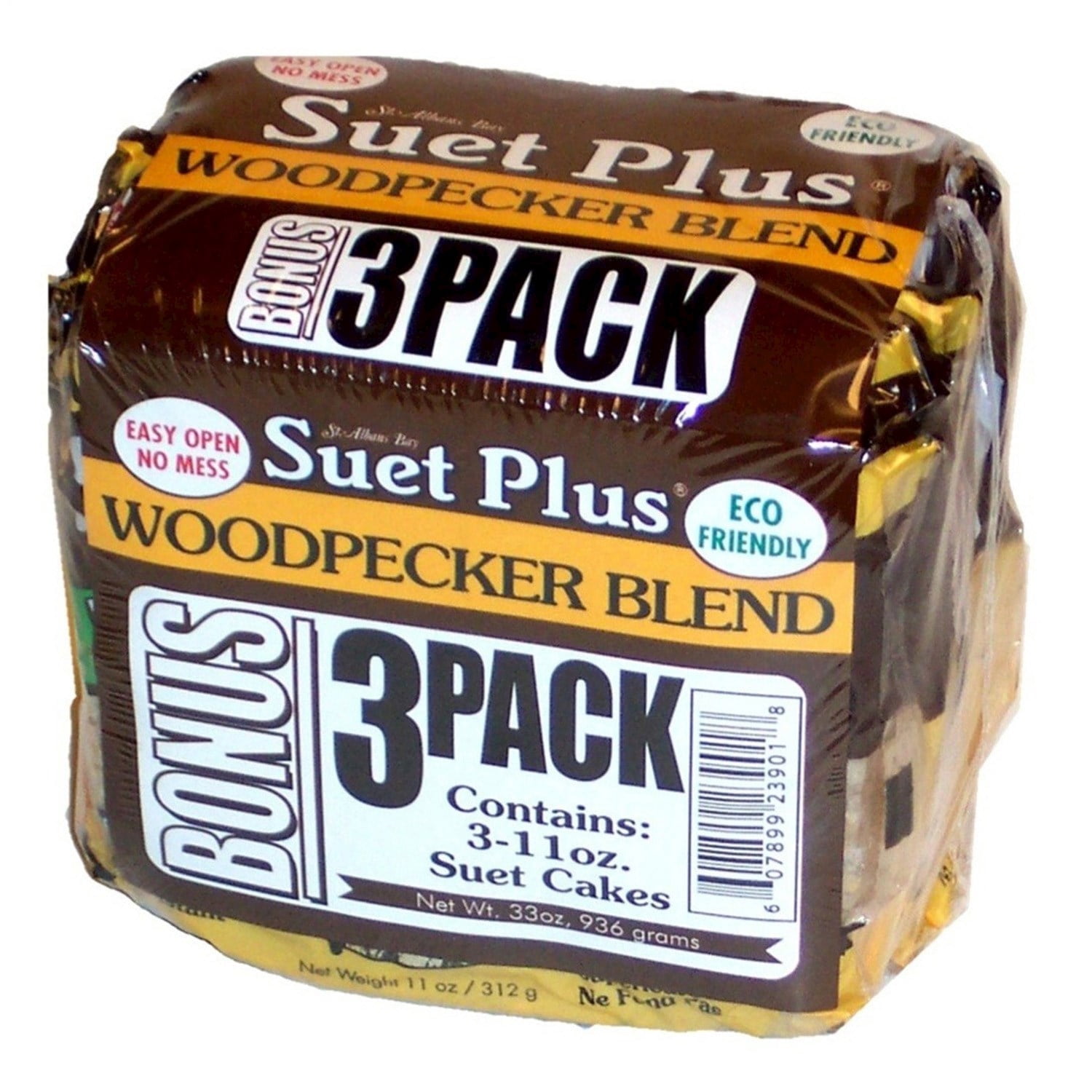 Wildlife Sciences Suet Plus Suet Cakes Woodpecker 3-Pack for Wild Birds