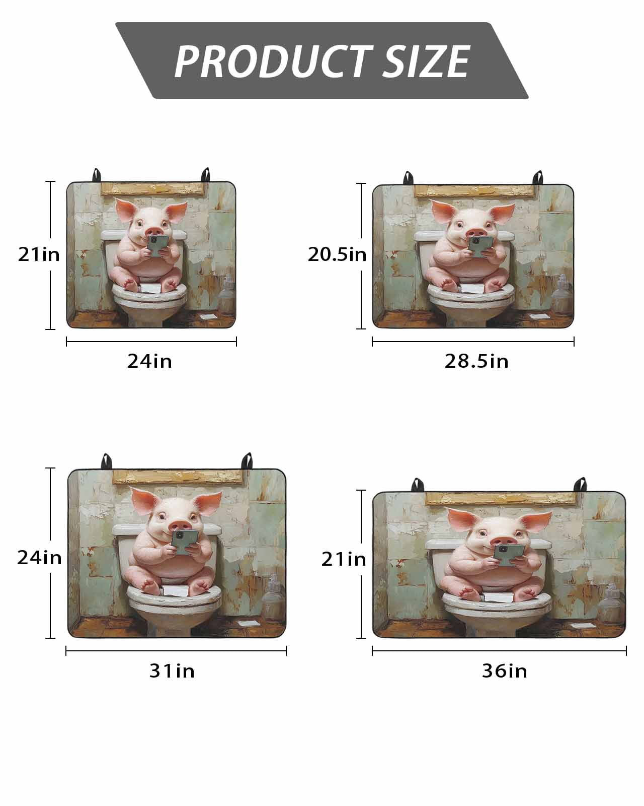 Stove Top Covers for Electric Stove, Bathroom Pig Glass Stovetop Cover Protector, Toilet Animals Vintage Induction Cooktop Protector Oven Mat for Kitchen Countertop 24"x21"