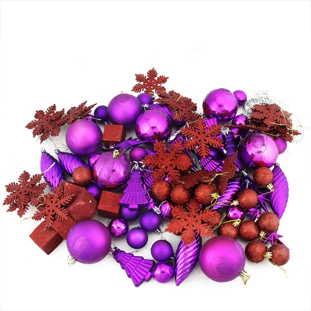 125ct Purple and Red Shatterproof 3Finish Christmas Ornaments 5.5" (139.7mm) Walmart Canada
