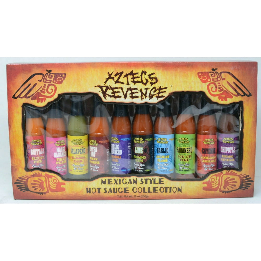 Aztecs Revenge 10Piece Mexican Style Hot Sauce Gift Set