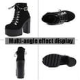 thumbnail image 3 of Women's Chunky Heel Platform Goth Dress Ankle Boots Classic Round Toe Lace Up Side Zipper High Block Heel Combat Bootie, 3 of 7