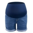 thumbnail image 4 of Bixock Maternity Pants,Womens Over The Belly Pants,Fashion Belly Hugging Denim Shorts for Women with Rolled Edges Maternity Denim Shorts Casual Outerwear Shorts, 4 of 5