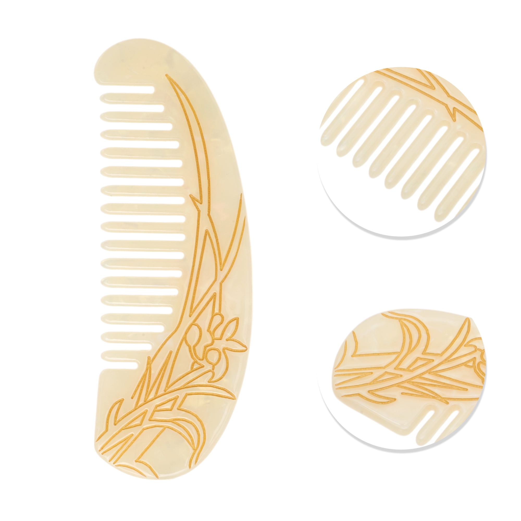Unique Bargains 1 Pc Floral Half Round Hair Comb for All Hair Types Styles White