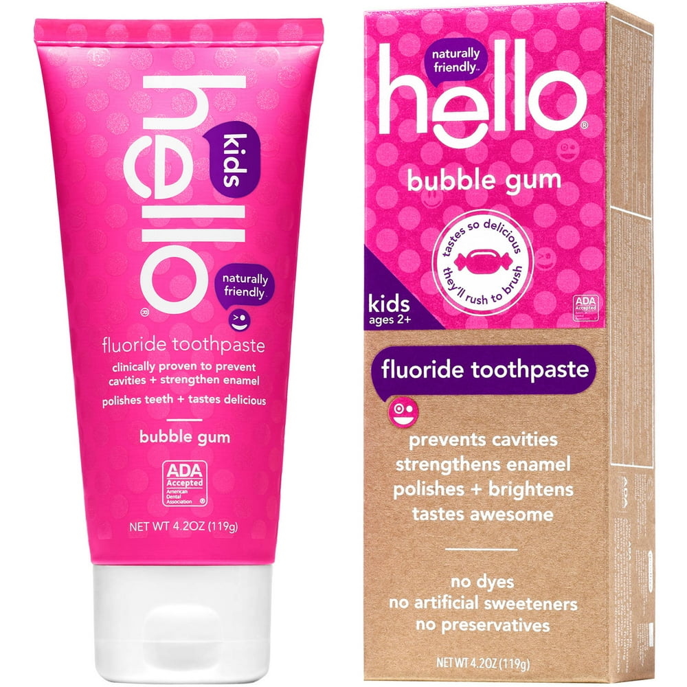 Hello Naturally Friendly Bubble Gum Kids Fluoride Toothpaste, 4.2 oz