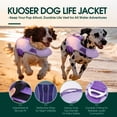 thumbnail image 3 of Kuoser Dog Life Jacket, Dog Life Vest with High Flotation for Swimming Boating, Pet Safety Life Preserver for Medium Dogs, Purple, M, 3 of 9