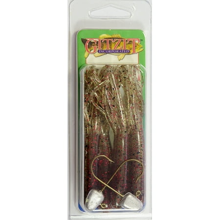 Gitzit 3 1/2 Original Fat Gitzit Tube Soft Bait Fishing Lure Red Fleck 4 Count 94210