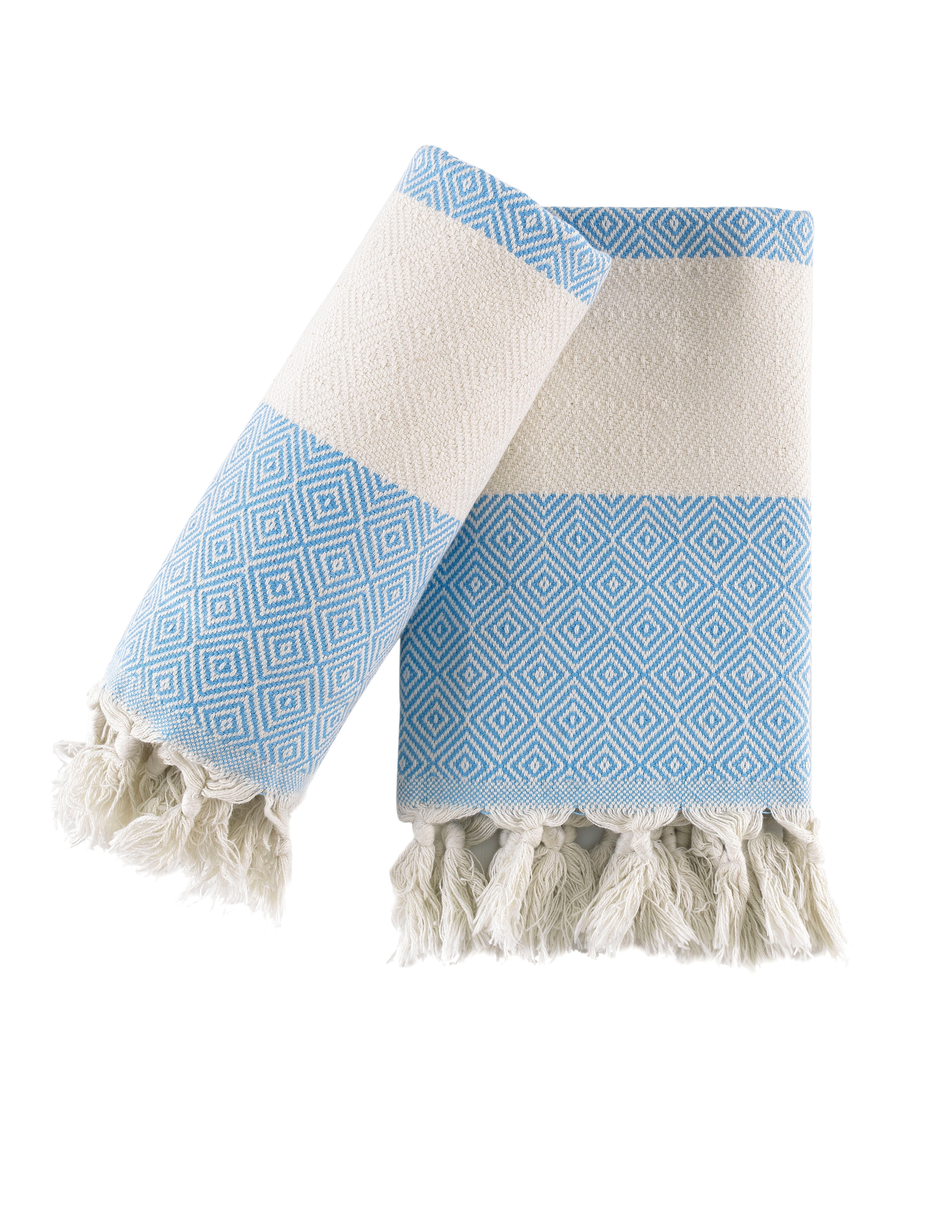 Turkish Cotton Hand Towels for Bathroom & Kitchen, Soft, Absorbent, Lilac, Set of 2, 19x39 inches
