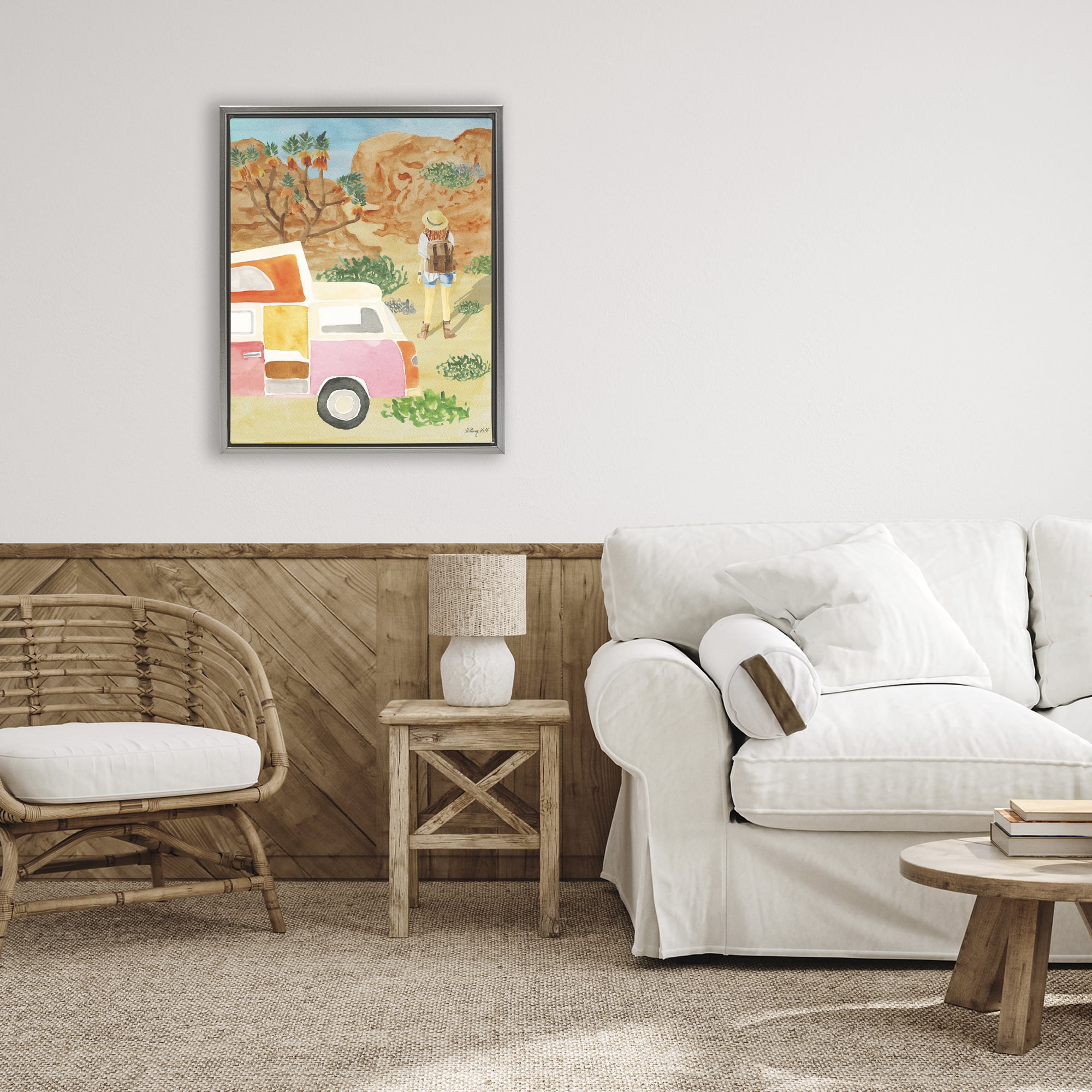 Stupell Industries Mojave Desert Road Trip Gray Framed Floater Canvas Wall Art, design by Hillary Holt