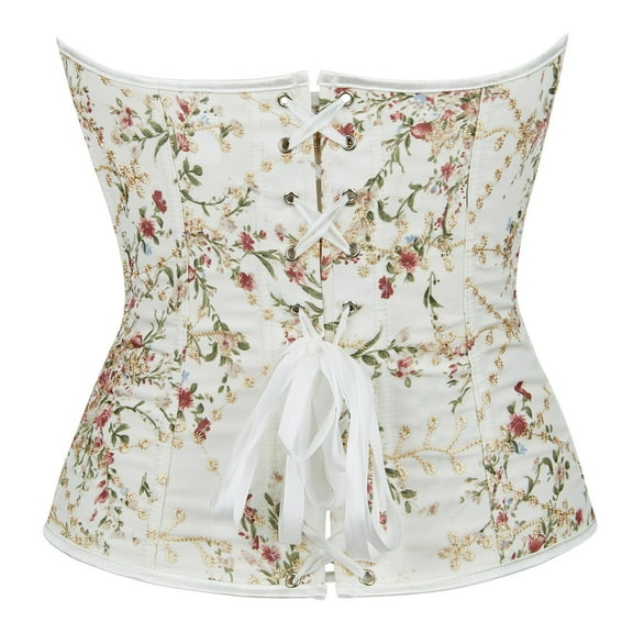 Corset Top Fishbone Corset Top Vintage Flower Embroidered Shapewear Elegant Victorian Bridal Bustier Corset for Women White L