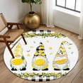 thumbnail image 2 of Round Rugs 7Ft, Lemon Gnomes Round Area Rug Washable Indoor Throw Carpet, Farmhouse Botanical Fruits Black Plaid Large Non Slip Circle Rug for Dining Room Playroom Home Decor Aesthetic, 2 of 8