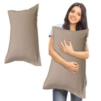 AuroraX Pillow Cases 2 pack Khaki 18x29 Inch Pillowcase for Hair and Skin Cotton Smooth Ultra Soft Zip Closure Solid Improving Sleep