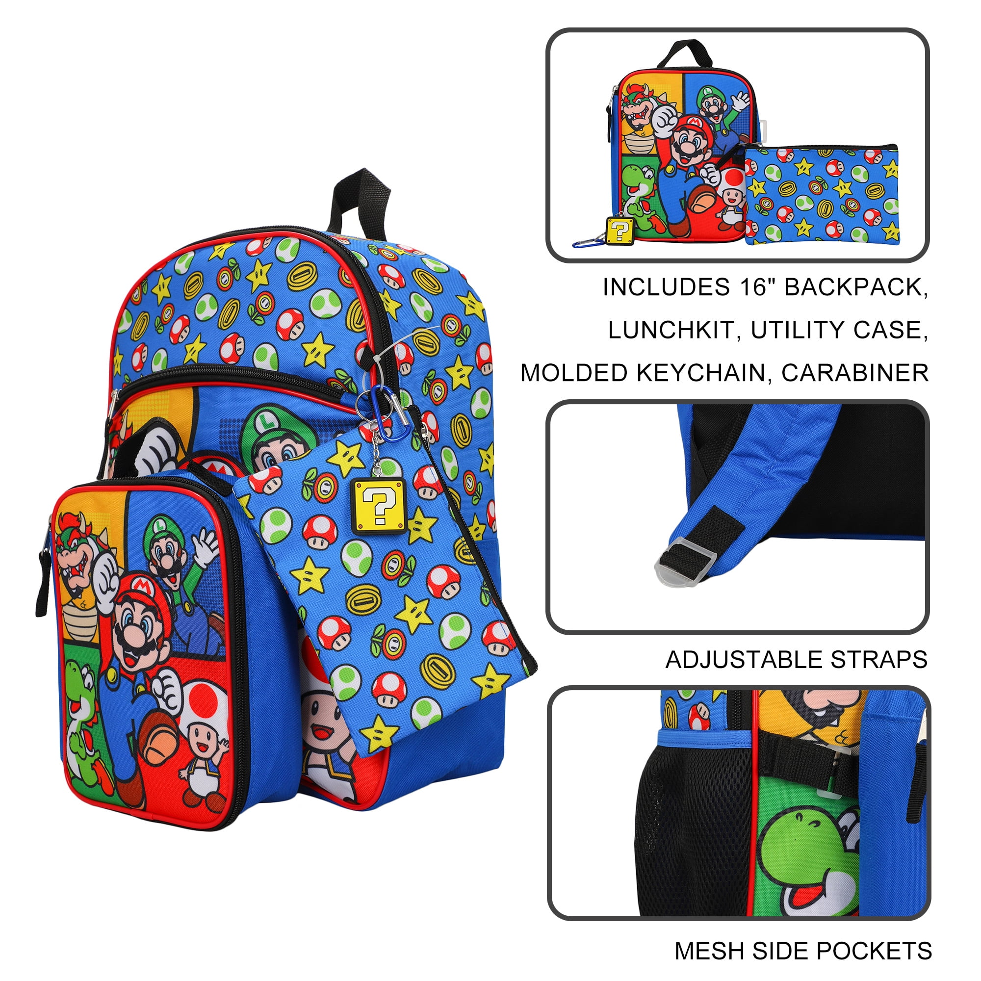 Super Mario Boy's Front Tap Activated LED Light Up 16 Backpack  Multicoloured