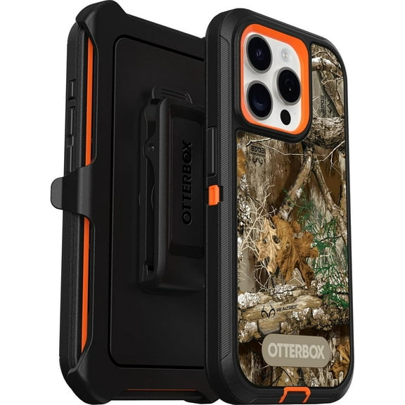 OtterBox iPhone 15 Pro (Only) - Defender Series Case - Realtree Blaze Edge (Camo) - Screenless - Rugged & Durable - with Port Protection - Holster Clip Includes - Non-Retail Packaging