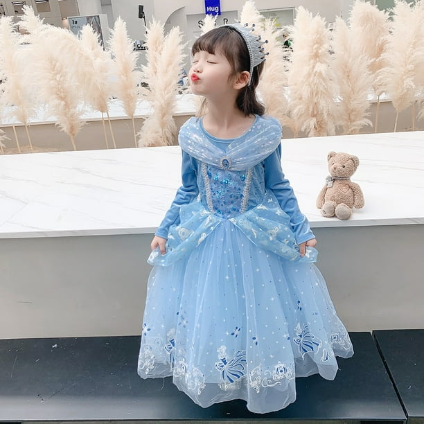 Disfraz De Princesa Cenicienta Para Niña: Vestido Azul Con Tul, Corona, Varita Y Accesorios Para Halloween Y Carnaval