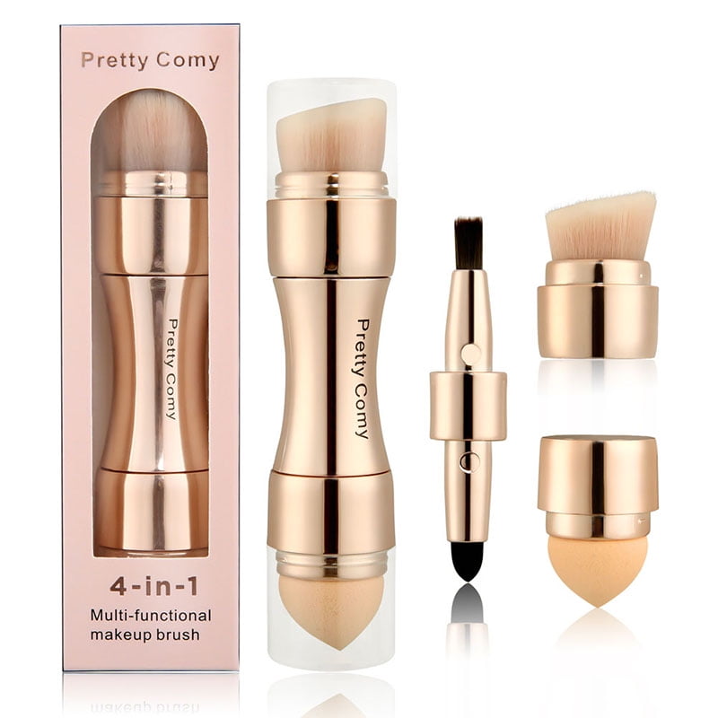 Makeup Brushes 4 IN 1 - Lip Brush, Smudge Brush, Contour & Blush Brush and Songe Brush, for Daily Makeup Portable for Carry