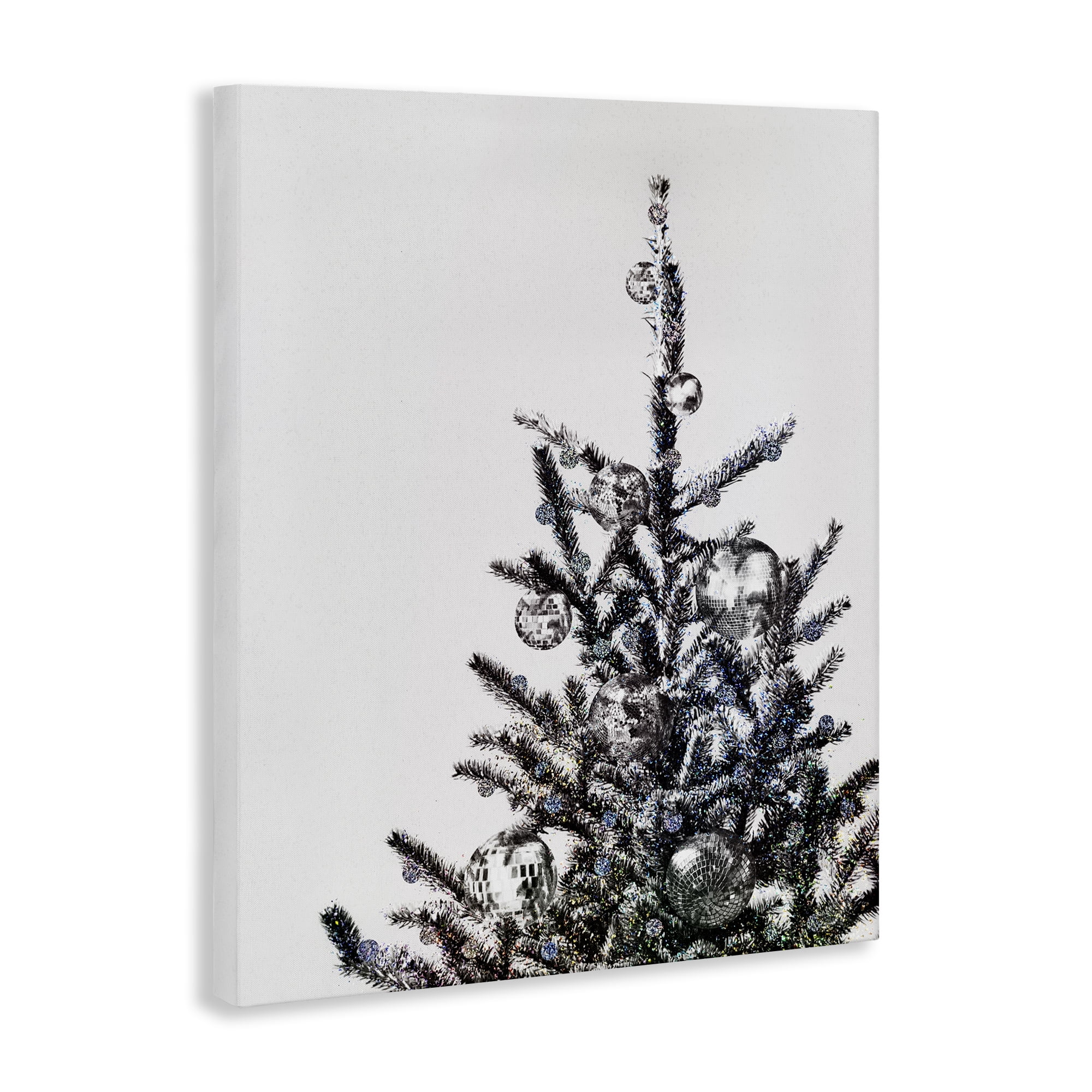 Stupell Industries Christmas Tree Disco Balls Holiday Painting Gallery Wrapped Canvas Art Print Wall Art, 30 x 40