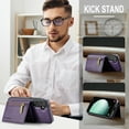 thumbnail image 5 of Wallet Case Compatible with Samsung Galaxy S23 FE, [Support MagSafe Wireless Charging] Flip Magnetic PU Leather Wallet Phone Cover with Detachable Card Holder for Samsung Galaxy S23 FE, Purple, 5 of 14