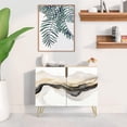 thumbnail image 2 of PixonSign Sideboard Buffet Cabinet, Kitchen Storage Cabinet with 2 Doors, Gold White Geometric Mountain, Cupboard Console Table for Dining Room - 35" L x 18" W x 29" H, 2 of 5