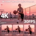 thumbnail image 6 of 4K 75MP Digital Camera for Photography and Vlogging, Autofocus, 3" 180° Flip Screen, WiFi, 18X Zoom, 32GB Card, Tripod, Pink, 6 of 10