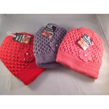Wholesale Lot 10 Womens Juniors Winter Flower Knit Hats Fashion Gifts