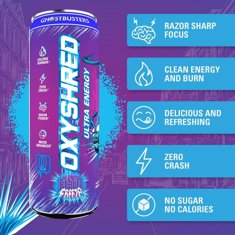 EHP LABS OxyShred Ultra Energy Drink with Green Tea Extract, L-Carnitine,  Vitamins - 12-Pack