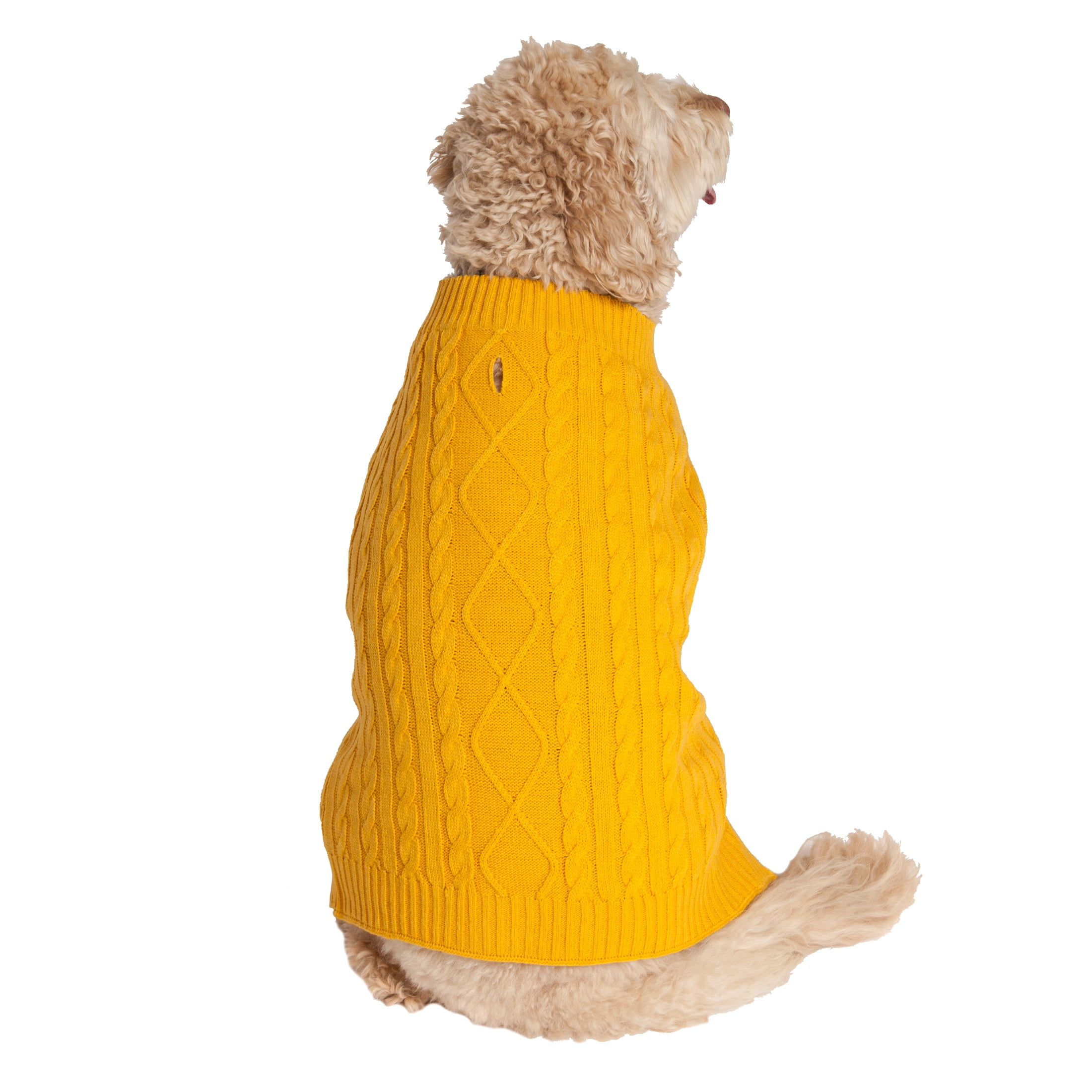 Vibrant Life Fall Mustard Cable Knit Dog Sweater