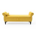 thumbnail image 3 of Storage Bench for Bedroom End of Bed Zarler Rolled Armed Velvet Ottoman Couch Long Bench Bedroom Bench with Storage, Yellow, 3 of 8