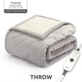 thumbnail image 4 of Sunbeam Heated Throw Blanket Quilted Velvet Reverse Sherpa Dove Gray 4 Heat Settings 4 Hour Auto Shut Off 50"x60", 4 of 11