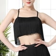 thumbnail image 2 of Top de baile con flecos y borlas para mujer, camiseta sin mangas para vestir en fiestas y discotecas. Negro M, 2 of 9